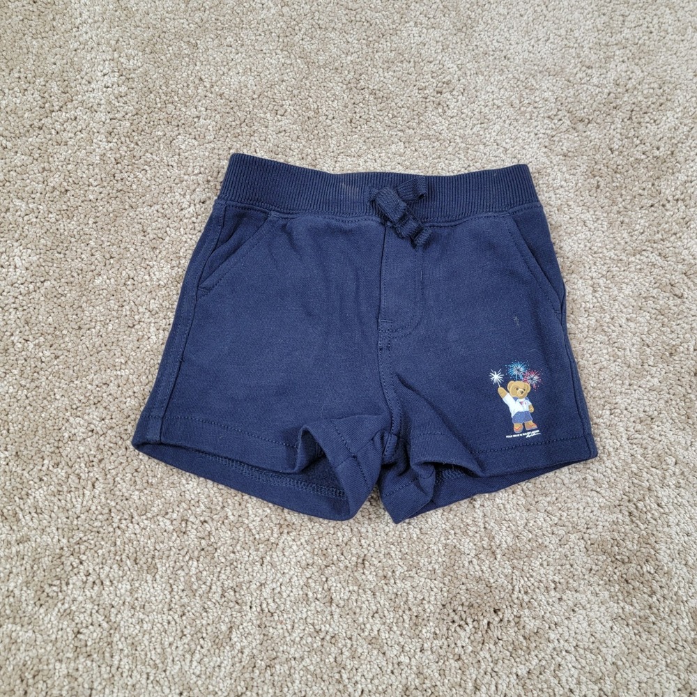 Ralph Lauren Shorts Bear Graphic Knit Waistband Casual Blue 3M - Picture 1 of 5